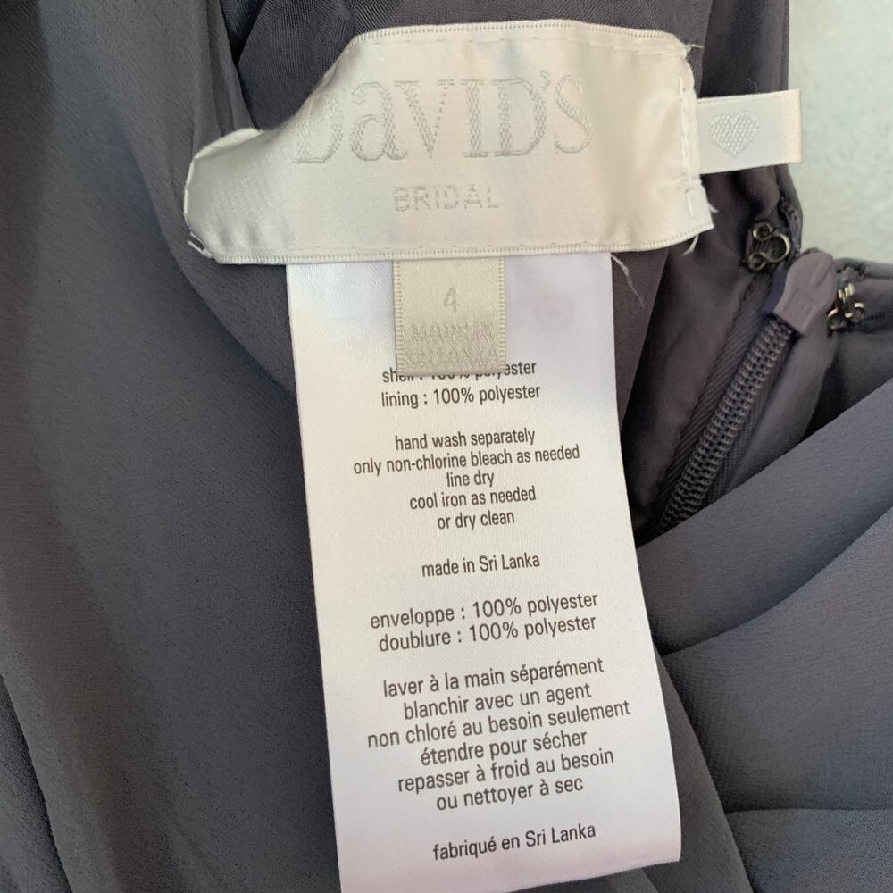 NWT David's Bridal Chiffon Surplice Neck Tank full length bridesmaid dress US 4 - Picture 10 of 11